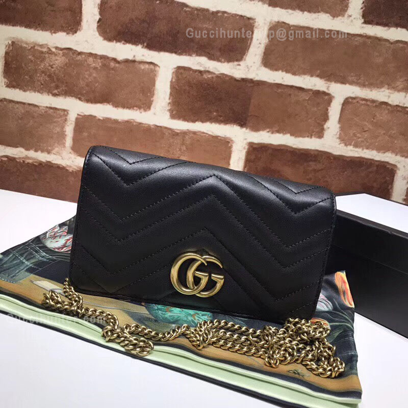 Gucci GG Marmont Matelasse Leather Mini Bag Black 488426